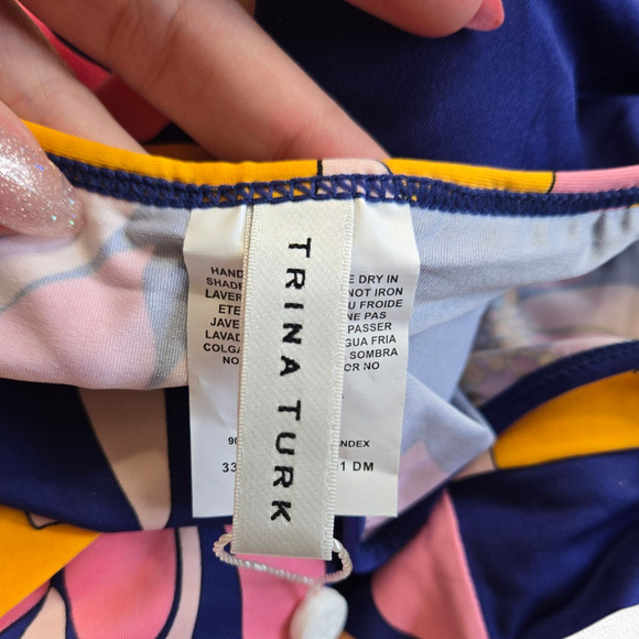 Trina Turk Tropical Floral Breeze Swim Tunic Kaftan Cover-Up Dress Size Large - Picture 8 of 12